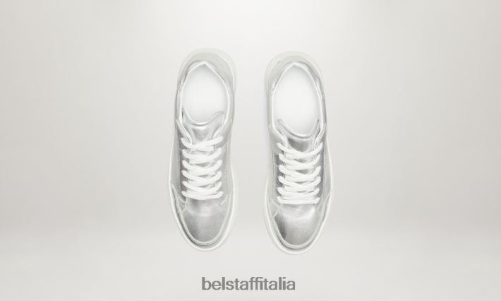 scarpa Belstaff traccia le sneakers basse pelle liscia argento donne H2DD6J522