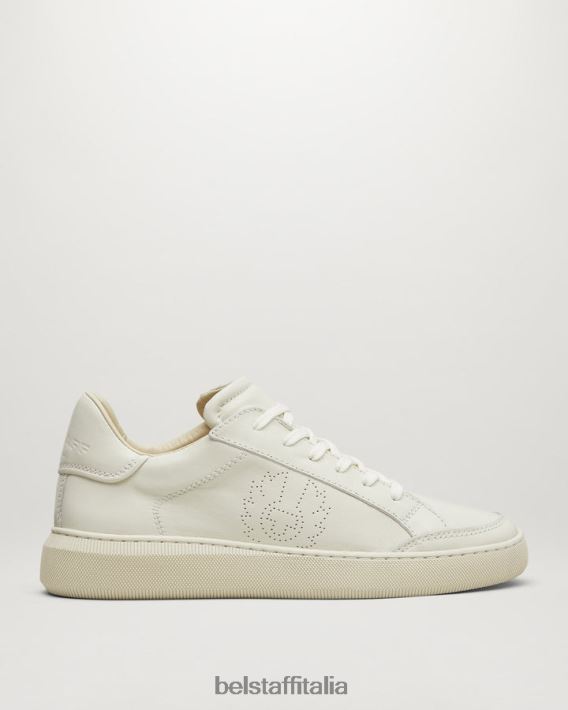 scarpa Belstaff traccia le sneakers basse pelle liscia bianco pulito donne H2DD6J524