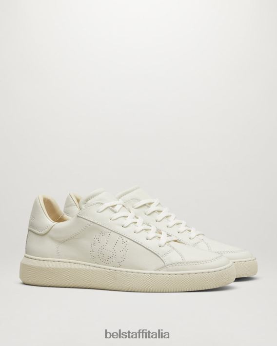 scarpa Belstaff traccia le sneakers basse pelle liscia bianco pulito donne H2DD6J524