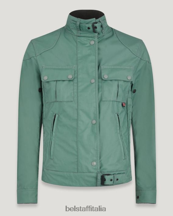 vestiario Belstaff giacca gangster tono su tono cotone cerato acciaio verde donne H2DD6J475