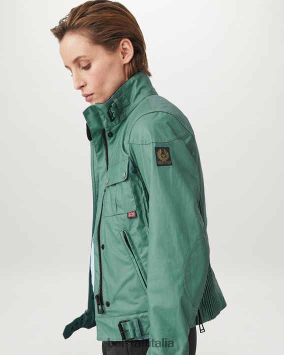 vestiario Belstaff giacca gangster tono su tono cotone cerato acciaio verde donne H2DD6J475