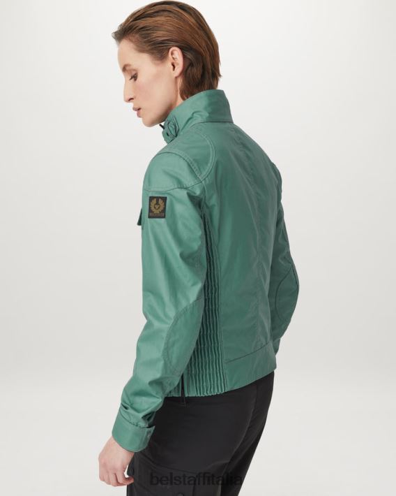 vestiario Belstaff giacca gangster tono su tono cotone cerato acciaio verde donne H2DD6J475