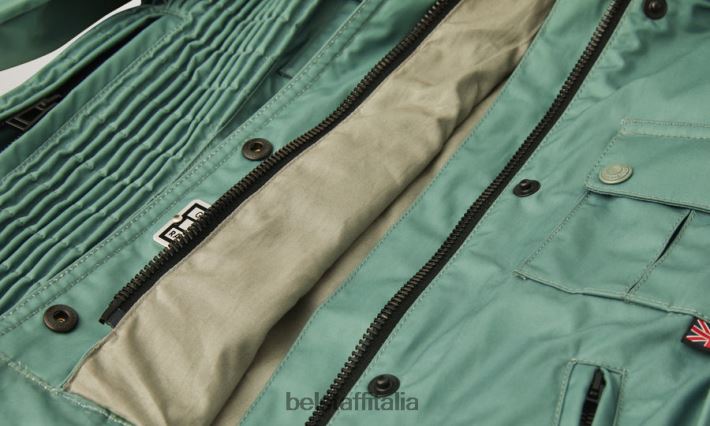 vestiario Belstaff giacca gangster tono su tono cotone cerato acciaio verde donne H2DD6J475