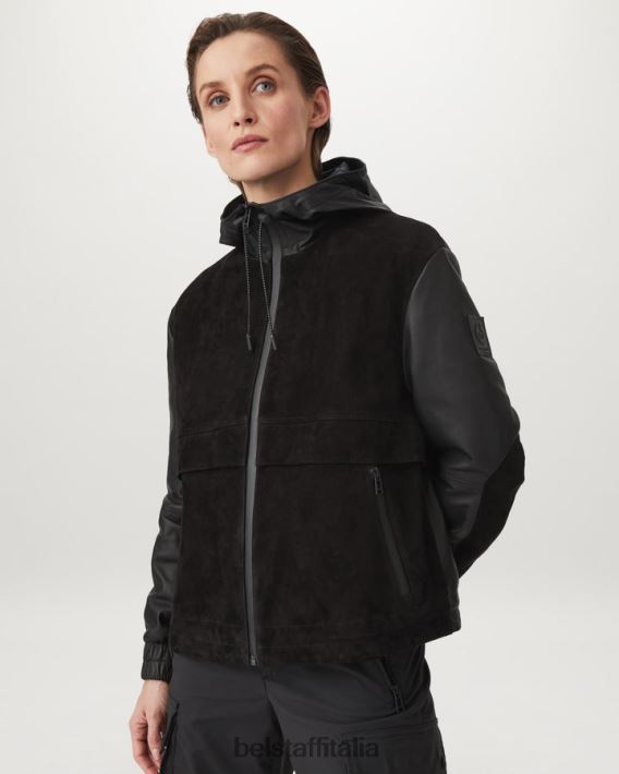 vestiario Belstaff Giacca per volare camoscio con supporto nappato nero donne H2DD6J468