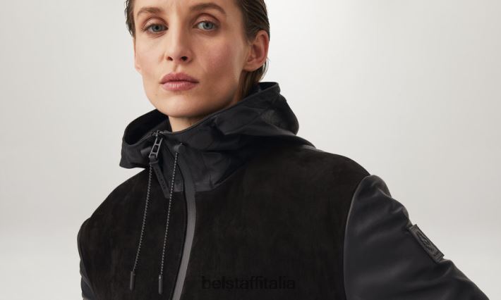 vestiario Belstaff Giacca per volare camoscio con supporto nappato nero donne H2DD6J468