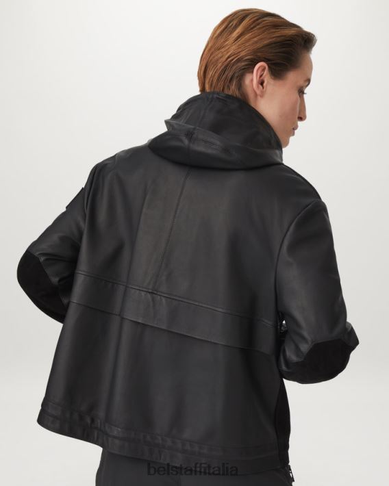 vestiario Belstaff Giacca per volare camoscio con supporto nappato nero donne H2DD6J468