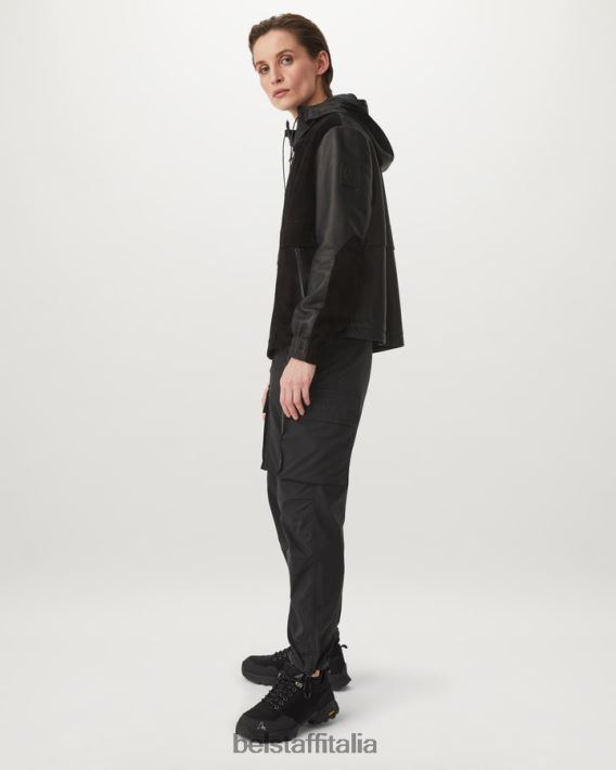 vestiario Belstaff Giacca per volare camoscio con supporto nappato nero donne H2DD6J468