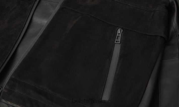 vestiario Belstaff Giacca per volare camoscio con supporto nappato nero donne H2DD6J468