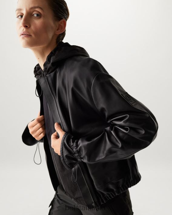 vestiario Belstaff giacca di asteroide plonge nappa nera donne H2DD6J469