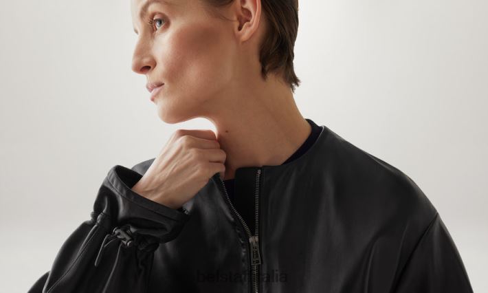 vestiario Belstaff giacca di asteroide plonge nappa nera donne H2DD6J469