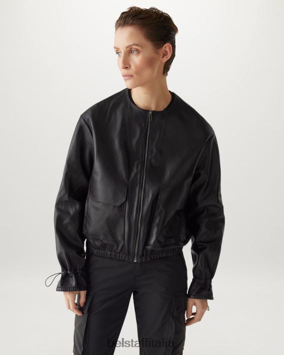 vestiario Belstaff giacca di asteroide plonge nappa nera donne H2DD6J469