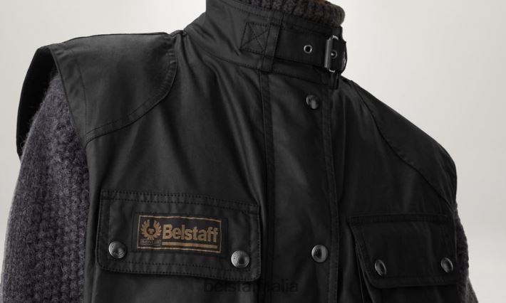 vestiario Belstaff gilet in edizione cotone cerato nero donne H2DD6J493
