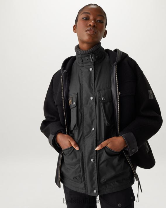 vestiario Belstaff gilet in edizione cotone cerato nero donne H2DD6J493