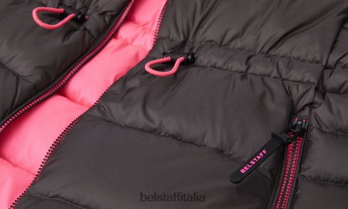 vestiario Belstaff gilet per fuga flash nylon imbottito in piuma grigio granito/rosa fluo donne H2DD6J495