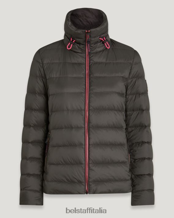 vestiario Belstaff giacca con sollevamento flash nylon imbottito in piuma grigio granito/rosa fluo donne H2DD6J489