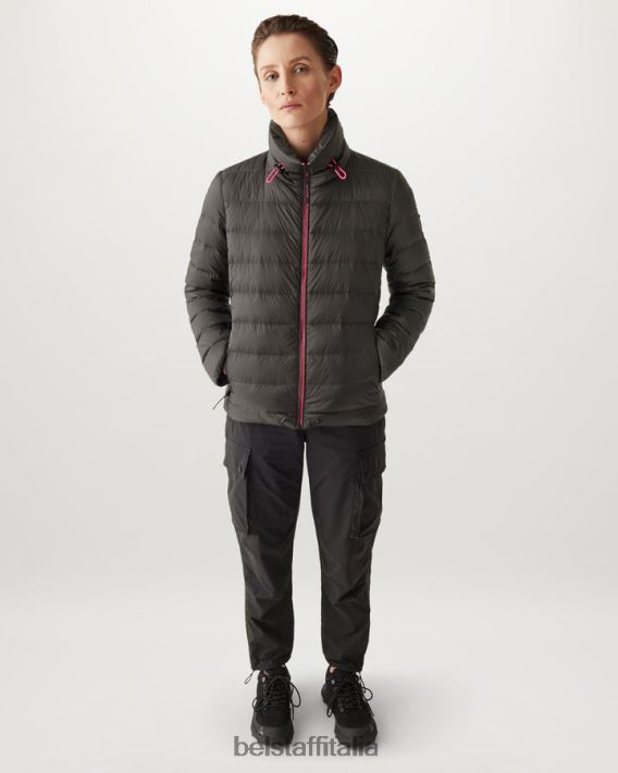 vestiario Belstaff giacca con sollevamento flash nylon imbottito in piuma grigio granito/rosa fluo donne H2DD6J489