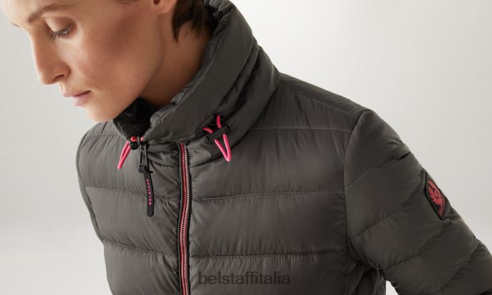 vestiario Belstaff giacca con sollevamento flash nylon imbottito in piuma grigio granito/rosa fluo donne H2DD6J489