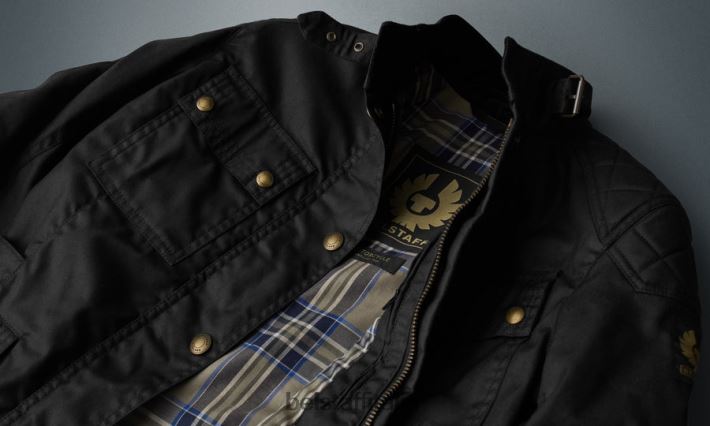 vestiario Belstaff Giacca da moto Phillips cotone cerato nero donne H2DD6J526