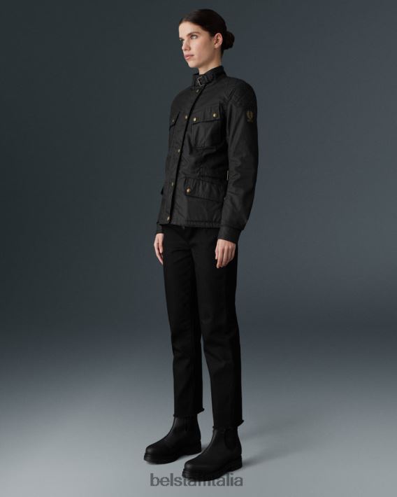vestiario Belstaff Giacca da moto Phillips cotone cerato nero donne H2DD6J526