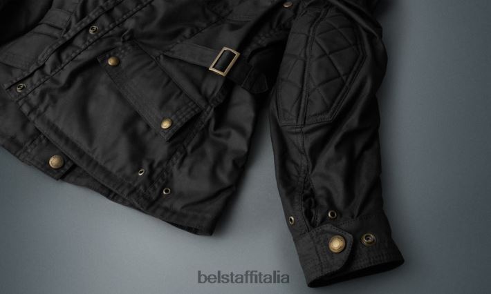 vestiario Belstaff Giacca da moto Phillips cotone cerato nero donne H2DD6J526