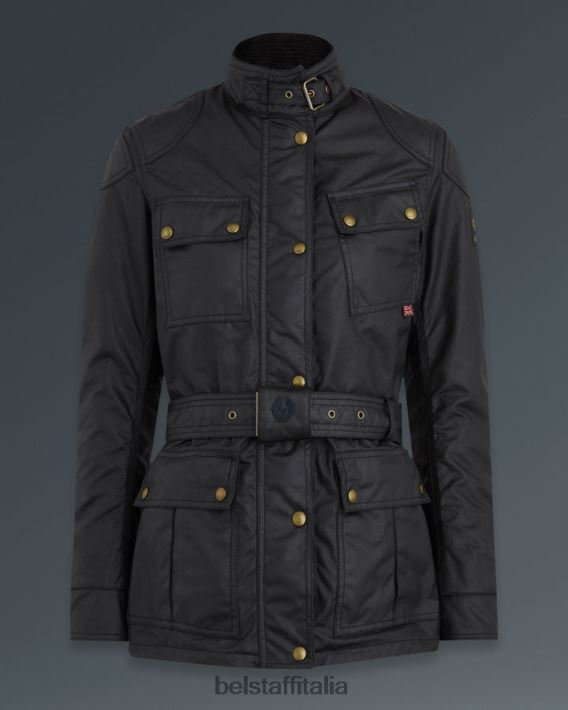 vestiario Belstaff giacca da moto trialmaster cotone cerato nero donne H2DD6J525