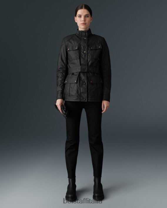 vestiario Belstaff giacca da moto trialmaster cotone cerato nero donne H2DD6J525