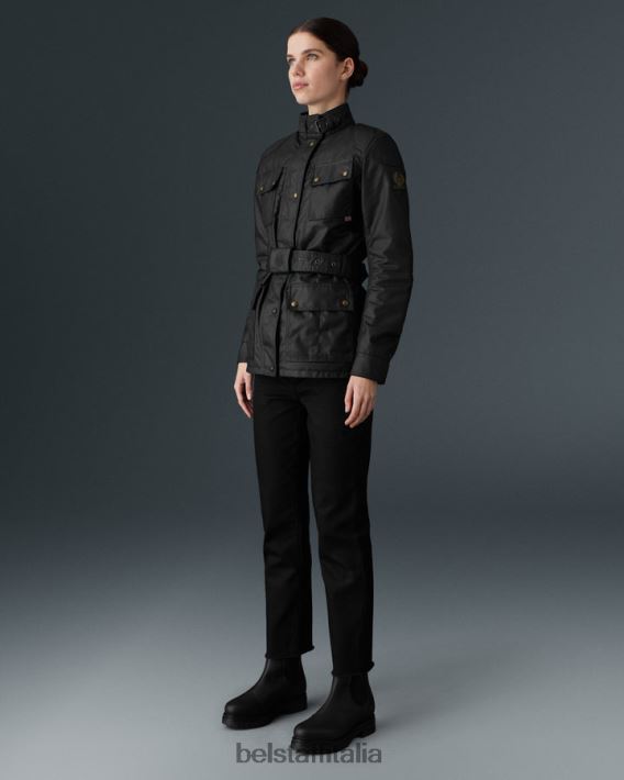 vestiario Belstaff giacca da moto trialmaster cotone cerato nero donne H2DD6J525