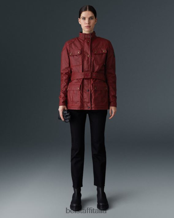 vestiario Belstaff giacca da moto trialmaster cotone cerato rosso racing donne H2DD6J529