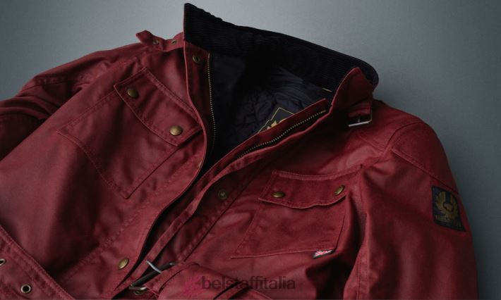 vestiario Belstaff giacca da moto trialmaster cotone cerato rosso racing donne H2DD6J529