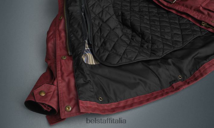 vestiario Belstaff giacca da moto trialmaster cotone cerato rosso racing donne H2DD6J529