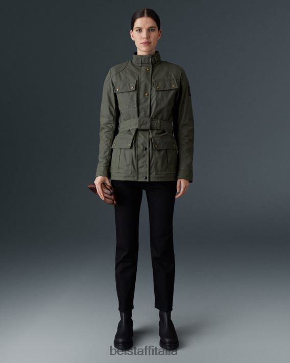 vestiario Belstaff giacca da moto trialmaster cotone cerato verde foresta donne H2DD6J527