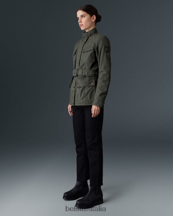 vestiario Belstaff giacca da moto trialmaster cotone cerato verde foresta donne H2DD6J527