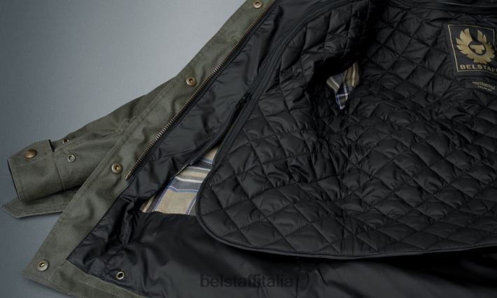 vestiario Belstaff giacca da moto trialmaster cotone cerato verde foresta donne H2DD6J527