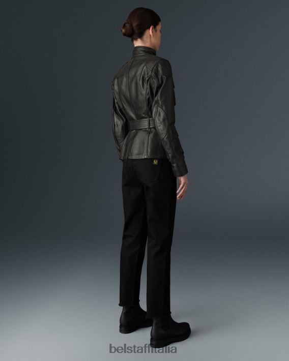 vestiario Belstaff giacca da moto trialmaster pelle cerata a mano nero antico donne H2DD6J528