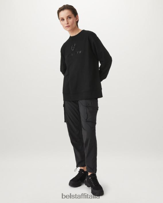 vestiario Belstaff girocollo esclusivo felpa di cotone nera donne H2DD6J512