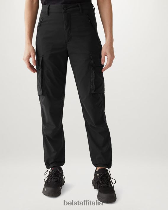 vestiario Belstaff pantaloni a zampa d\'elefante nylon elasticizzato nero donne H2DD6J517