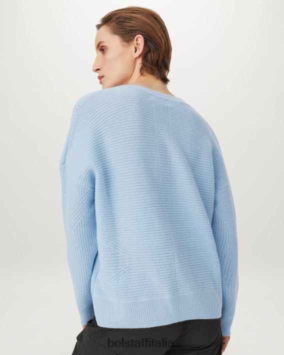 vestiario Belstaff maglione Cameron con scollo a V puro cashmere azzurro donne H2DD6J513