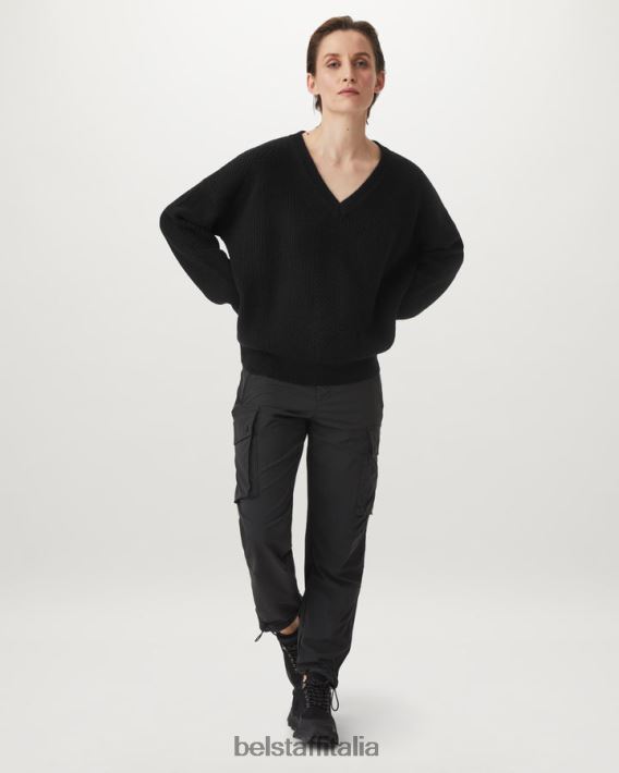 vestiario Belstaff maglione Cameron con scollo a V puro cashmere nero donne H2DD6J516