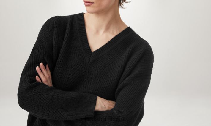 vestiario Belstaff maglione Cameron con scollo a V puro cashmere nero donne H2DD6J516