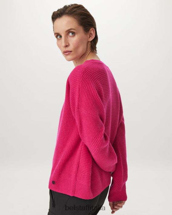 vestiario Belstaff maglione Cameron con scollo a V puro cashmere rosa fucsia donne H2DD6J514