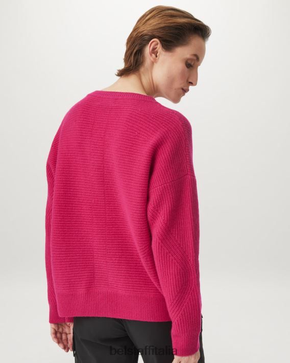 vestiario Belstaff maglione Cameron con scollo a V puro cashmere rosa fucsia donne H2DD6J514