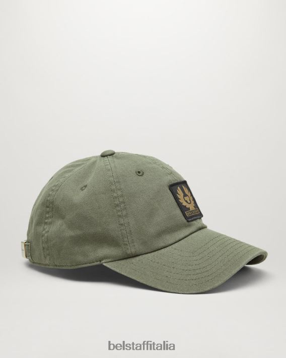 accessorio Belstaff Cappellino da baseball con logo fenice fucile in twill di cotone verde uomini H2DD6J402
