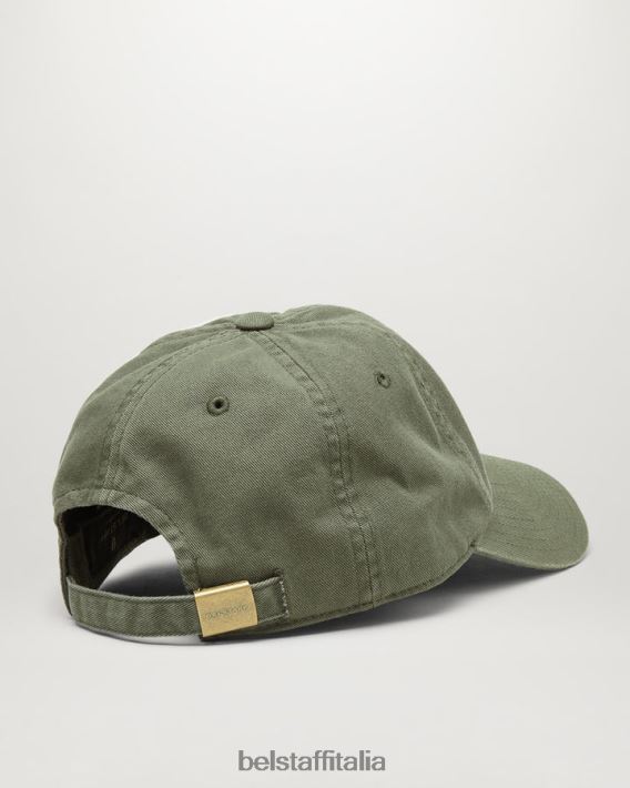 accessorio Belstaff Cappellino da baseball con logo fenice fucile in twill di cotone verde uomini H2DD6J402