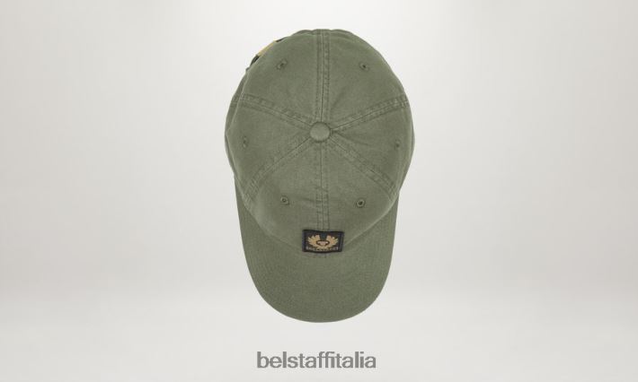 accessorio Belstaff Cappellino da baseball con logo fenice fucile in twill di cotone verde uomini H2DD6J402