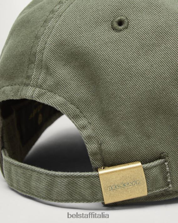 accessorio Belstaff Cappellino da baseball con logo fenice fucile in twill di cotone verde uomini H2DD6J402