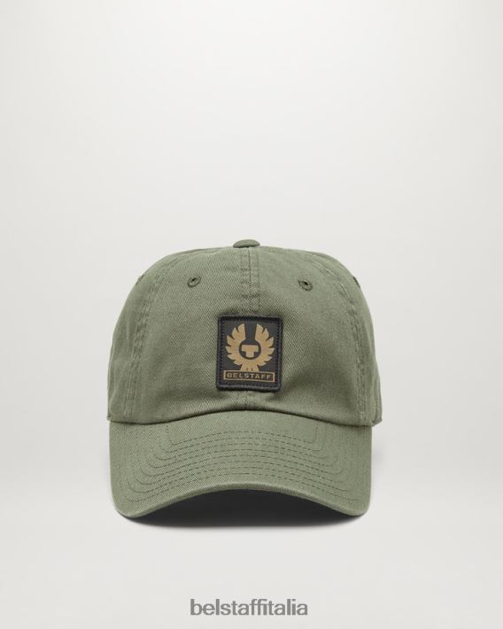 accessorio Belstaff Cappellino da baseball con logo fenice fucile in twill di cotone verde uomini H2DD6J402