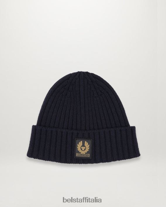 accessorio Belstaff guarda il cappello a cuffia lana d'agnello blu scuro uomini H2DD6J381