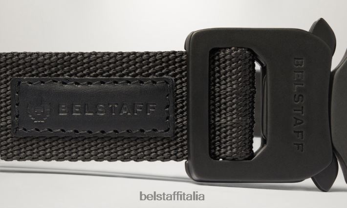 accessorio Belstaff cintura con clip in tessuto fettuccia di nylon nera uomini H2DD6J373