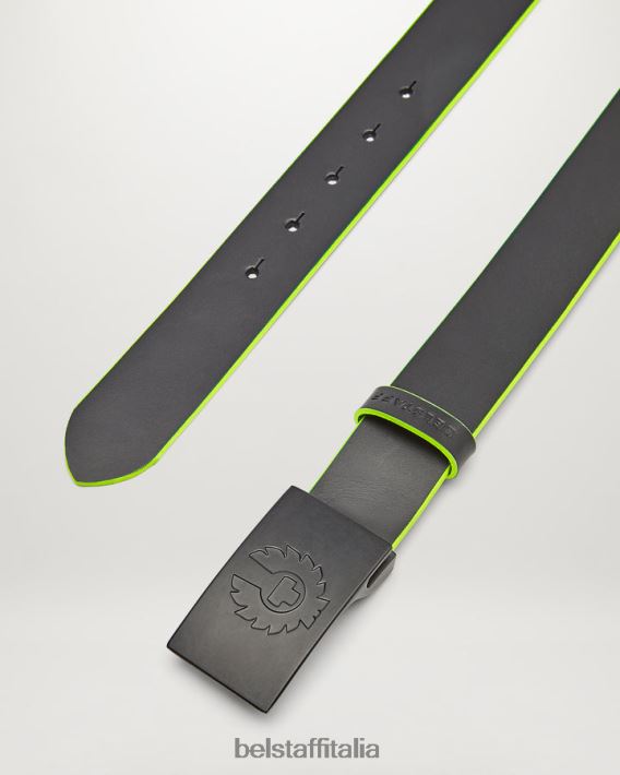 accessorio Belstaff cintura con fibbia fenice pelle di vitello nera uomini H2DD6J372