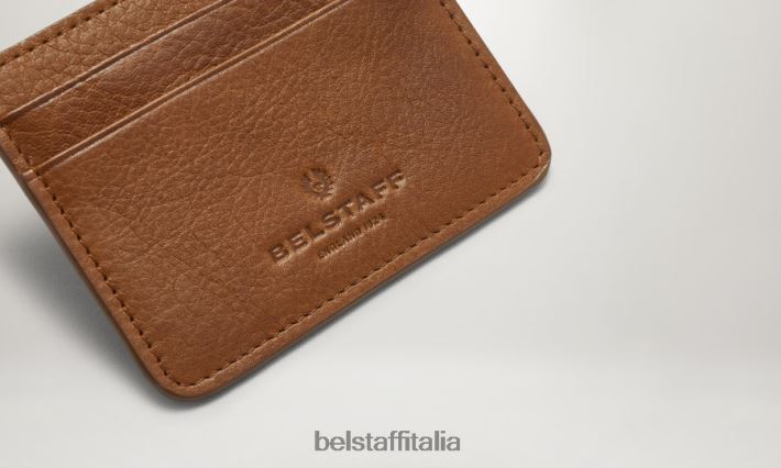 accessorio Belstaff titolare della carta pelle liscia marrone chiaro uomini H2DD6J370